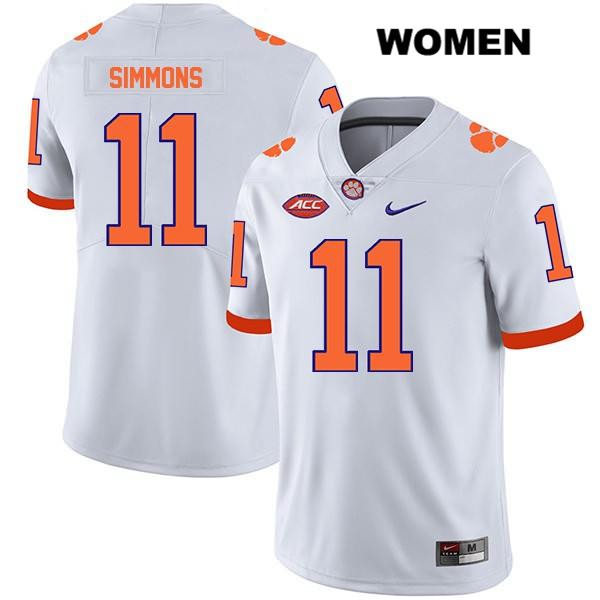 Women's Clemson Tigers #11 Isaiah Simmons Stitched White Legend Authentic Nike NCAA College Football Jersey VBZ6646JA